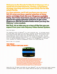 "Welcome to the Wonderful World of Odyssey²" Brochure, Page 1